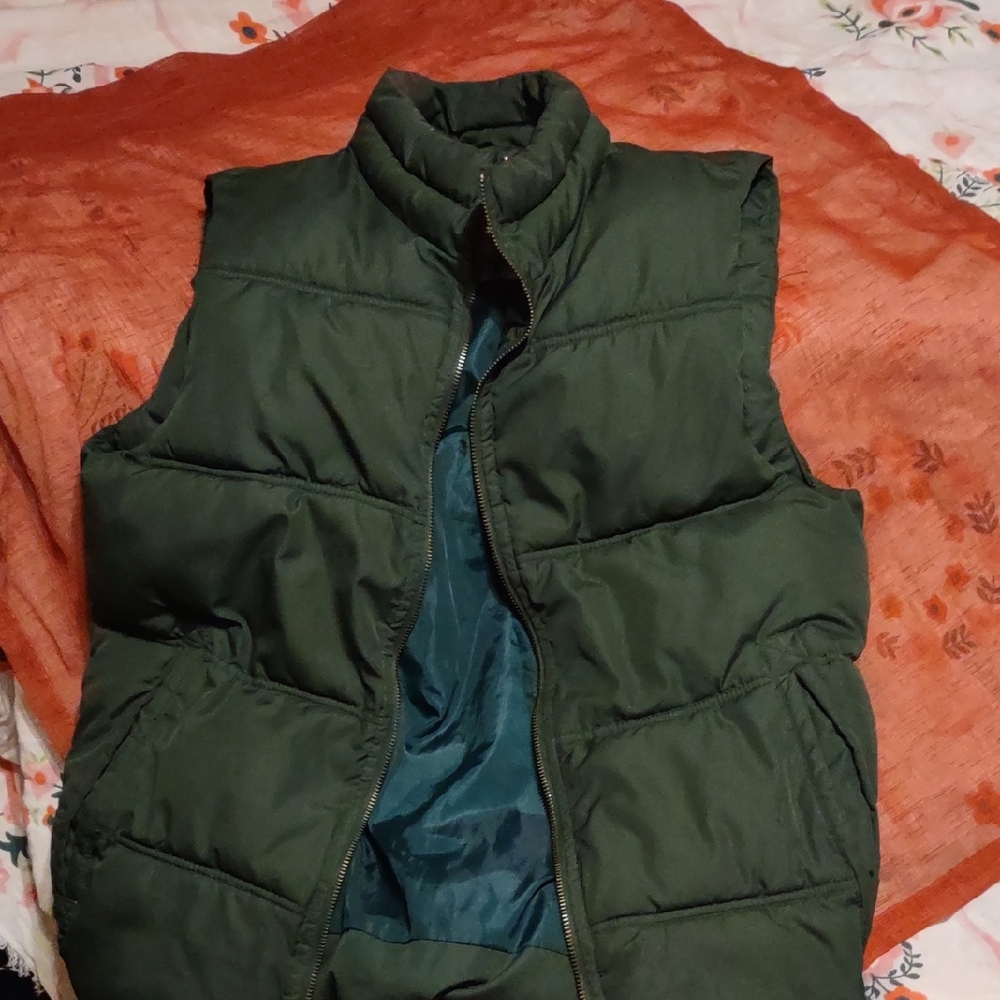 Merona Dark Green Plaid Lined Vest